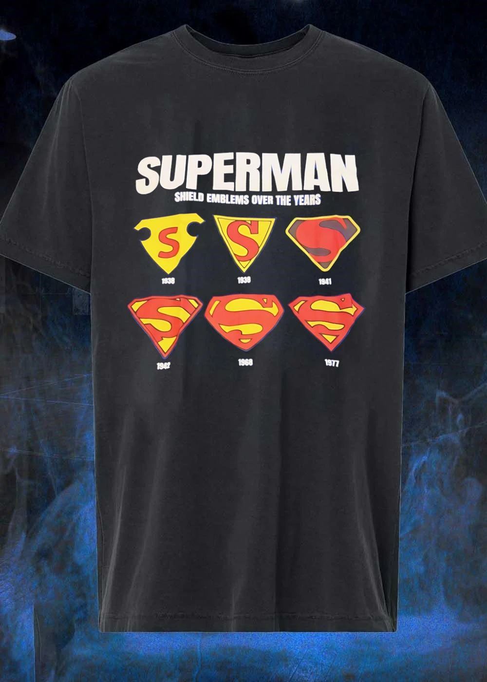 Shield Emblems Over the Years Superman T-Shirt
