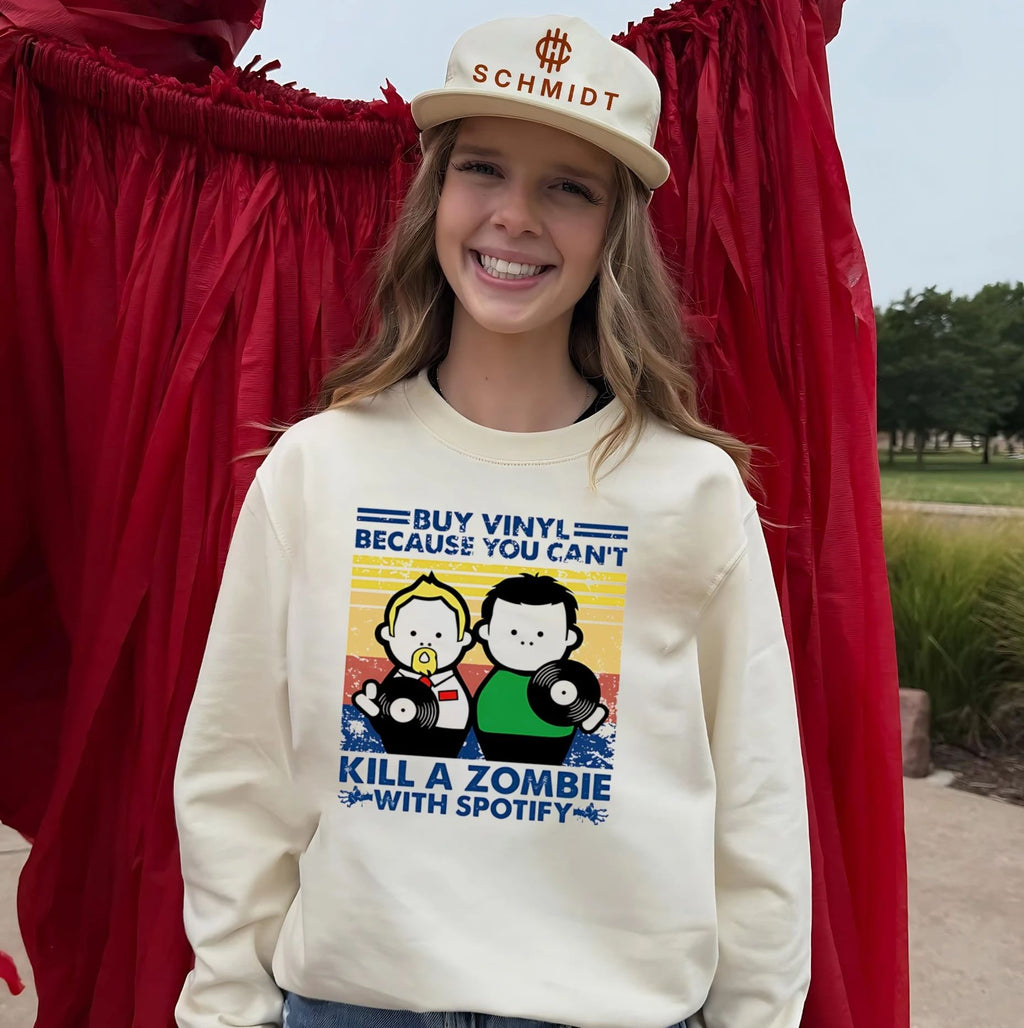 Buy Vinyl Because You Can’t Kill A Zombie With Spotify shirt