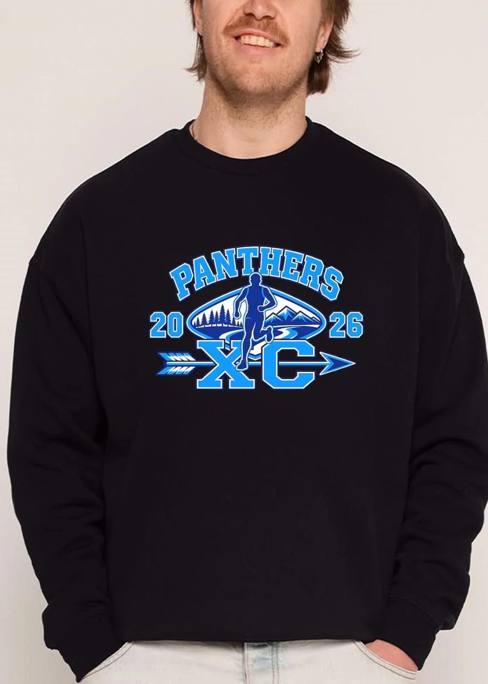 Panthers Xc 2026 Runner Silhouette Forest Mountains River Arrow shirt
