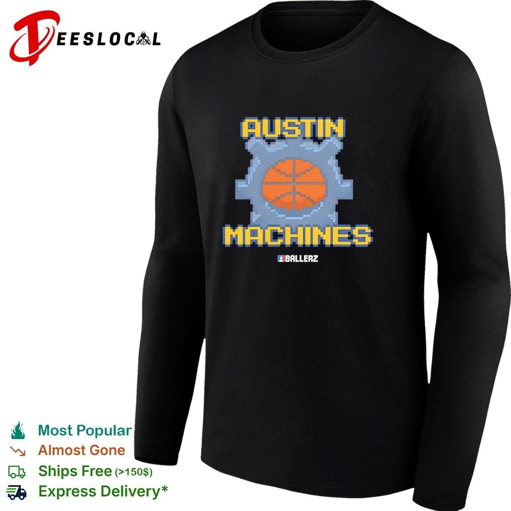 Austin Machines Ballerz basketball pixel art T-shirt
