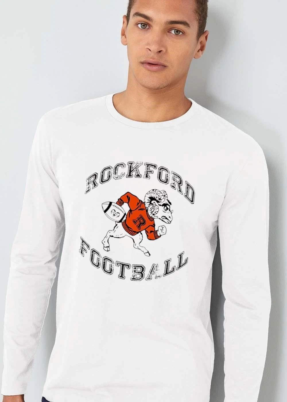 Rockford Football Distressed Vintage Cartoon Ram Mascot Running shirt