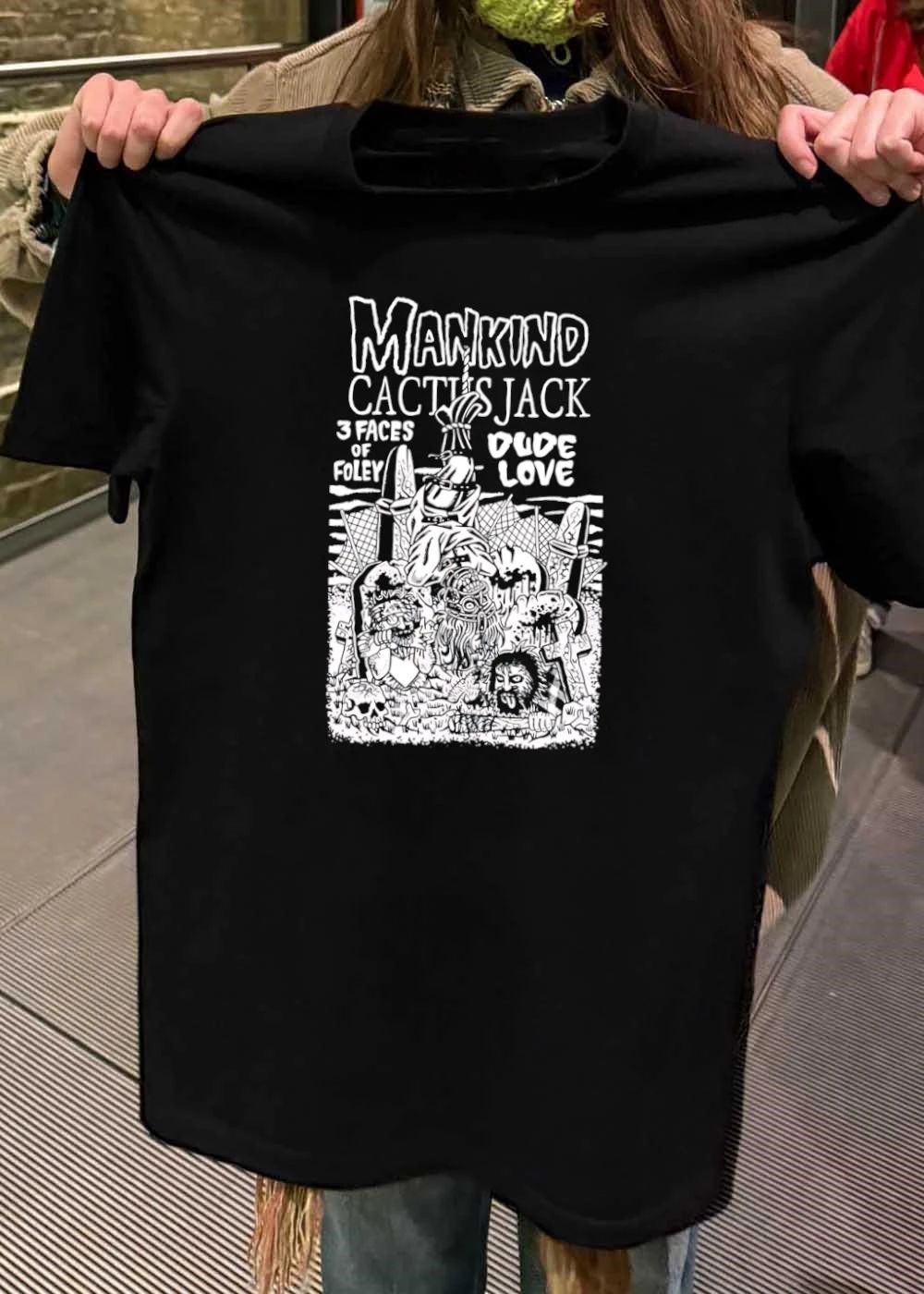 Mankind Cactus Jack 3 Faces of Foley Dude Love Graveyard T-Shirt
