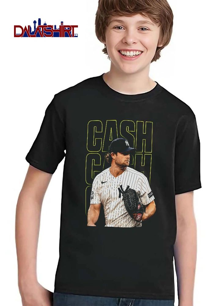 New York Yankees MLB Cash Pitcher Holding Glove Neon Outline Typography shirt