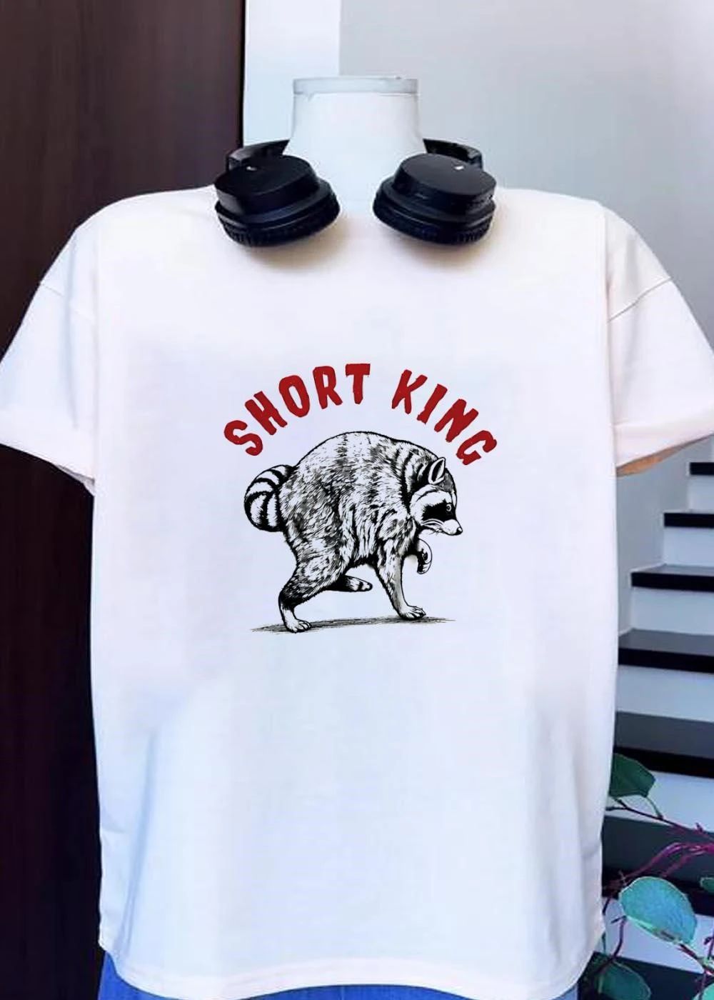 Short King Raccoon Walking T-Shirt