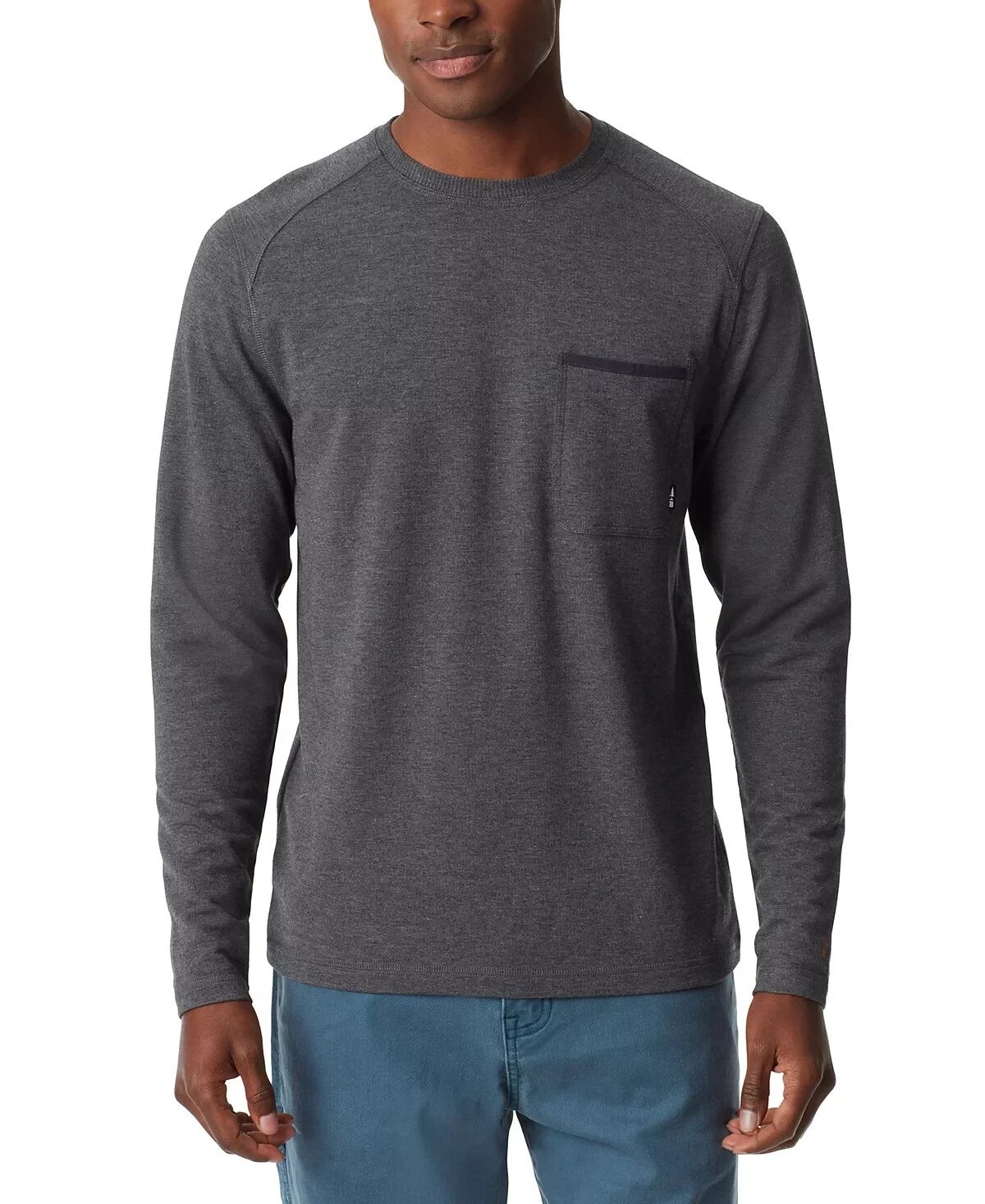 Bass Outdoor Men's Long Sleeve Ribbed T Shirt Sz Medium In Caviar Gray