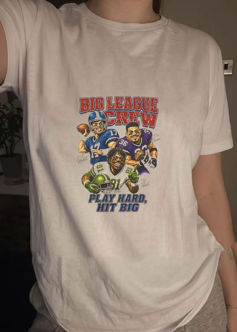 #17 Rocket #36 Bruiser #81 Flash Football Players Scoring Big League Crew Shirt