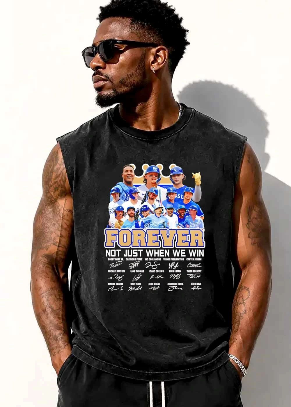 Kansas City Royals MLB Forever Not Just When We Win Bobby Witt Jr Salvador Perez Roster Player Photos Crown shirt