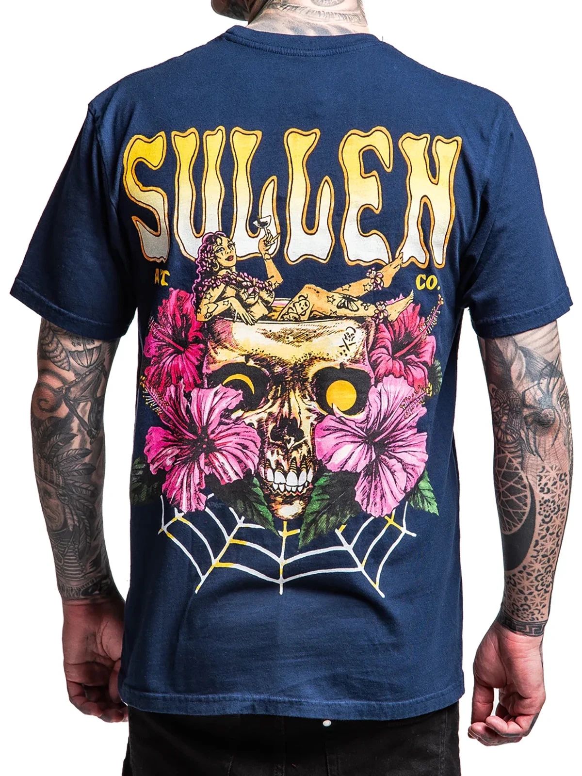Sullen Men's Skulloha Short Sleeve Premium T-shirt Tattoo Art Skull Girl Tee