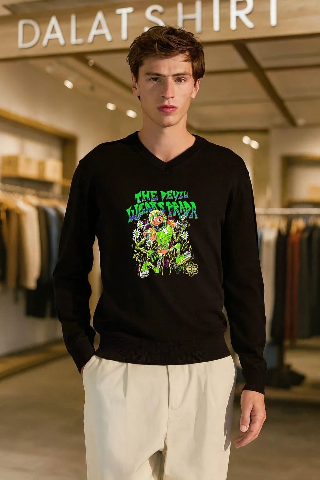 Funny Robot With Brain In Helmet Surrounded By Flowers The Devil Wears Prada shirt
