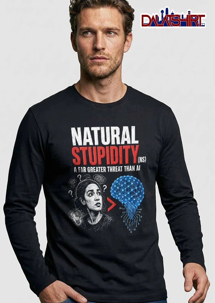 Natural Stupidity Ns A Far Greater Threat Than Ai Woman Caricature Digital Brain shirt