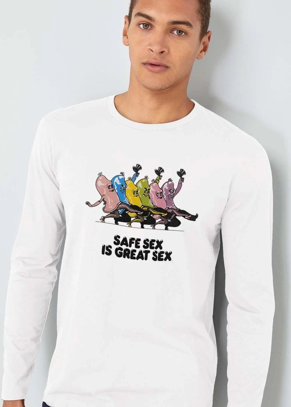 Safe Sex Is Great Cartoon Colorful Condoms Dancing Chorus Line shirt