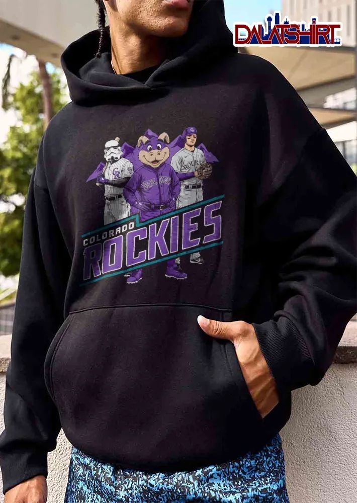 Colorado Rockies MLB Stormtrooper Mascot Baseball Player Purple Mountains Cartoon shirt