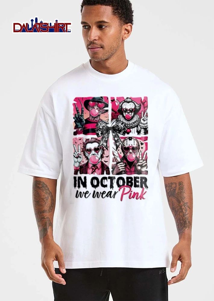 In October We Wear Pink Horror Villains Heart Sunglasses Bubble Gum Black Bow shirt