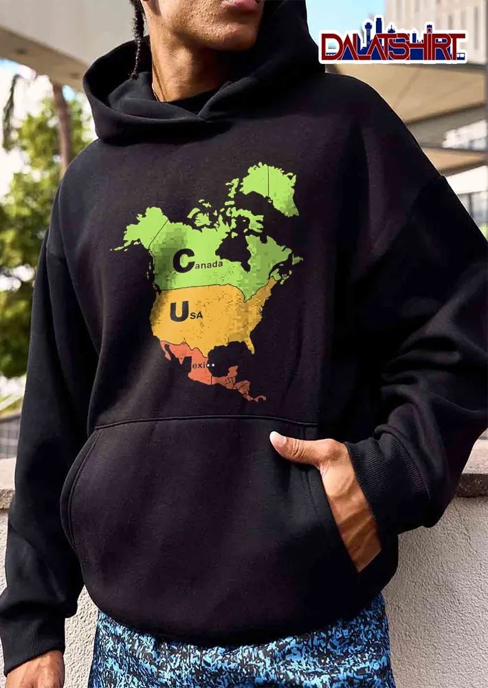 Canada USA Mexico Cum Acronym North America Continent Map Outline shirt