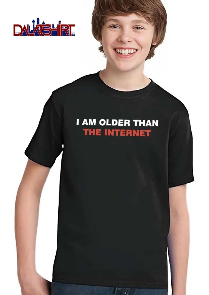 I Am Older Than The Internet Red White Block Letters Bold Typography shirt