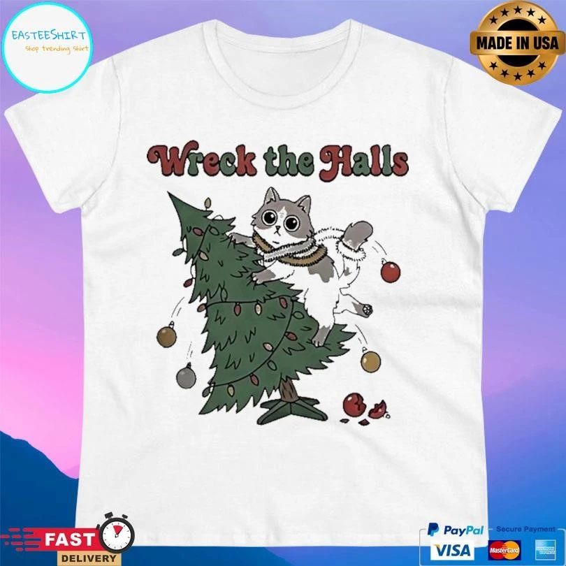 Cat Wreck The Halls Christmas 2025 T-shirts