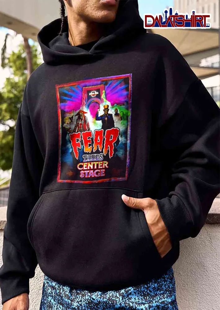 Universal Studios Fear Takes Center Stage Horror Characters Neon Archway Fog shirt