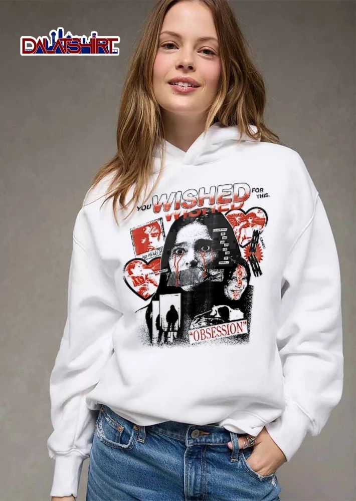 You Wished For This Obsession Nikki Freaky Woman Taped Mouth Blood Tears Heart Polaroid Halftone shirt