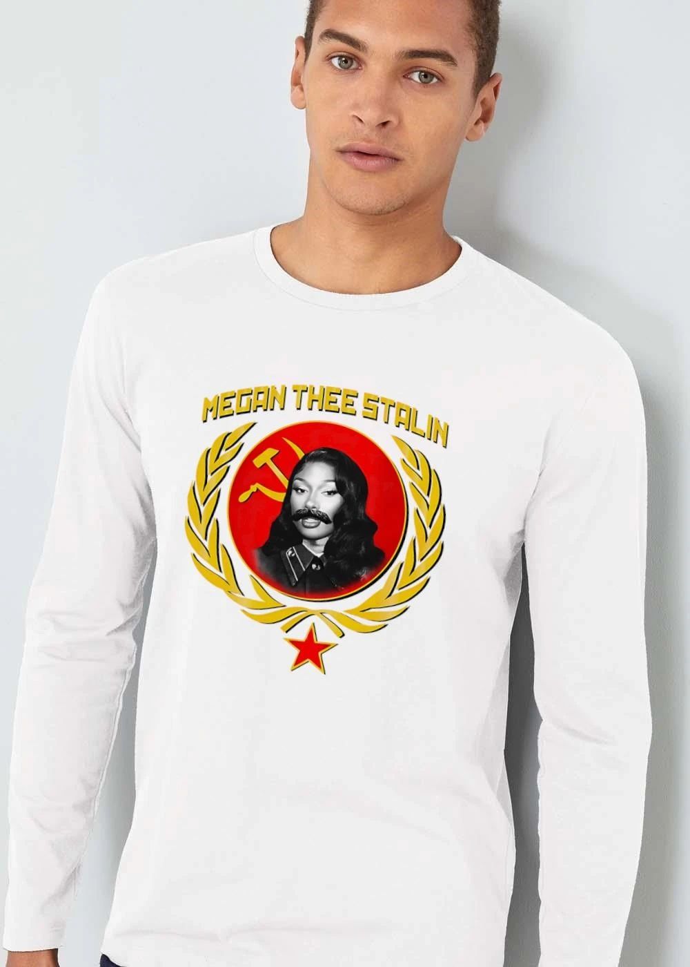 Megan Thee Stalin Portrait Mustache Hammer Sickle Red Star Wreath shirt