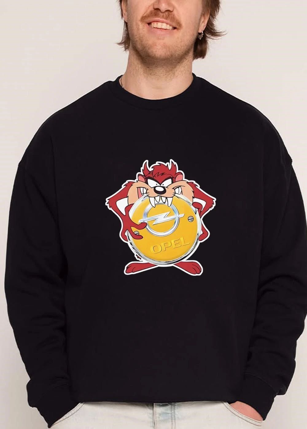 Opel Cartoon Tasmanian Devil Holding Yellow Car Badge Emblem shirt