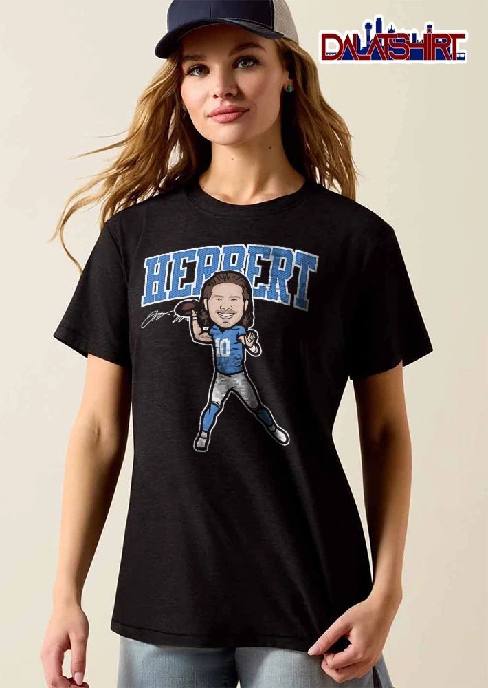Herbert Signature Cartoon Caricature Player Throwing Football Number 10 shirt