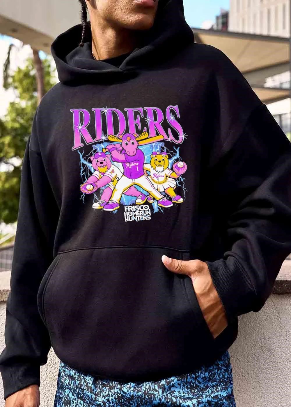 Frisco Roughriders Riders Homerun Hunters Bootleg Cartoon Mascots Baseball Lightning shirt