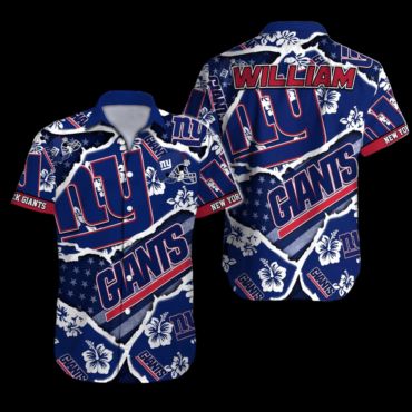 Personalized New York Giants Retro Floral Hawaiian Shirt