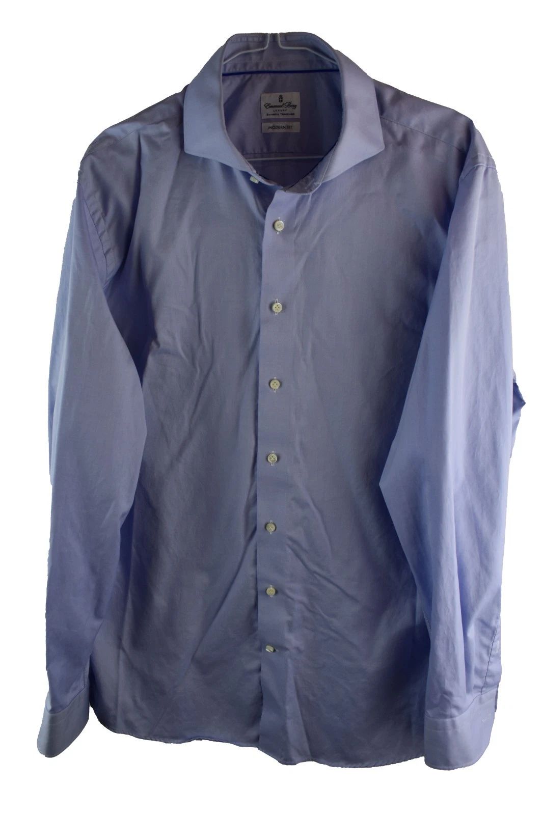 EMANUEL BERG Blue Long Sleeve Shirt size 16.5" 42Cm Mens Modern Fit Casual