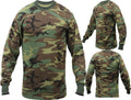 Tactical Long Sleeve Camo Tee Mens Woodland Camouflage Military Army T-Shirt