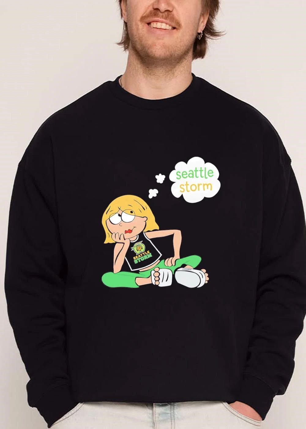 Premium Seattle Storm WNBA Cartoon Blonde Girl Daydreaming Sitting Cross Legged shirt
