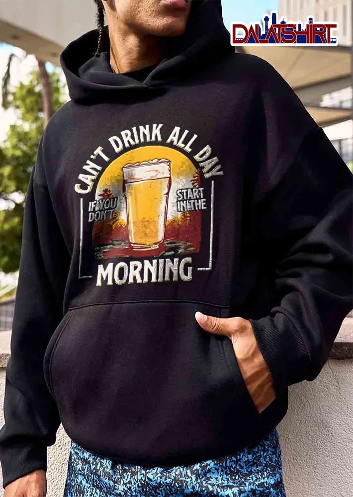 Cant Drink All Day If You Dont Start In The Morning Pint Beer Glass Sunset Retro shirt