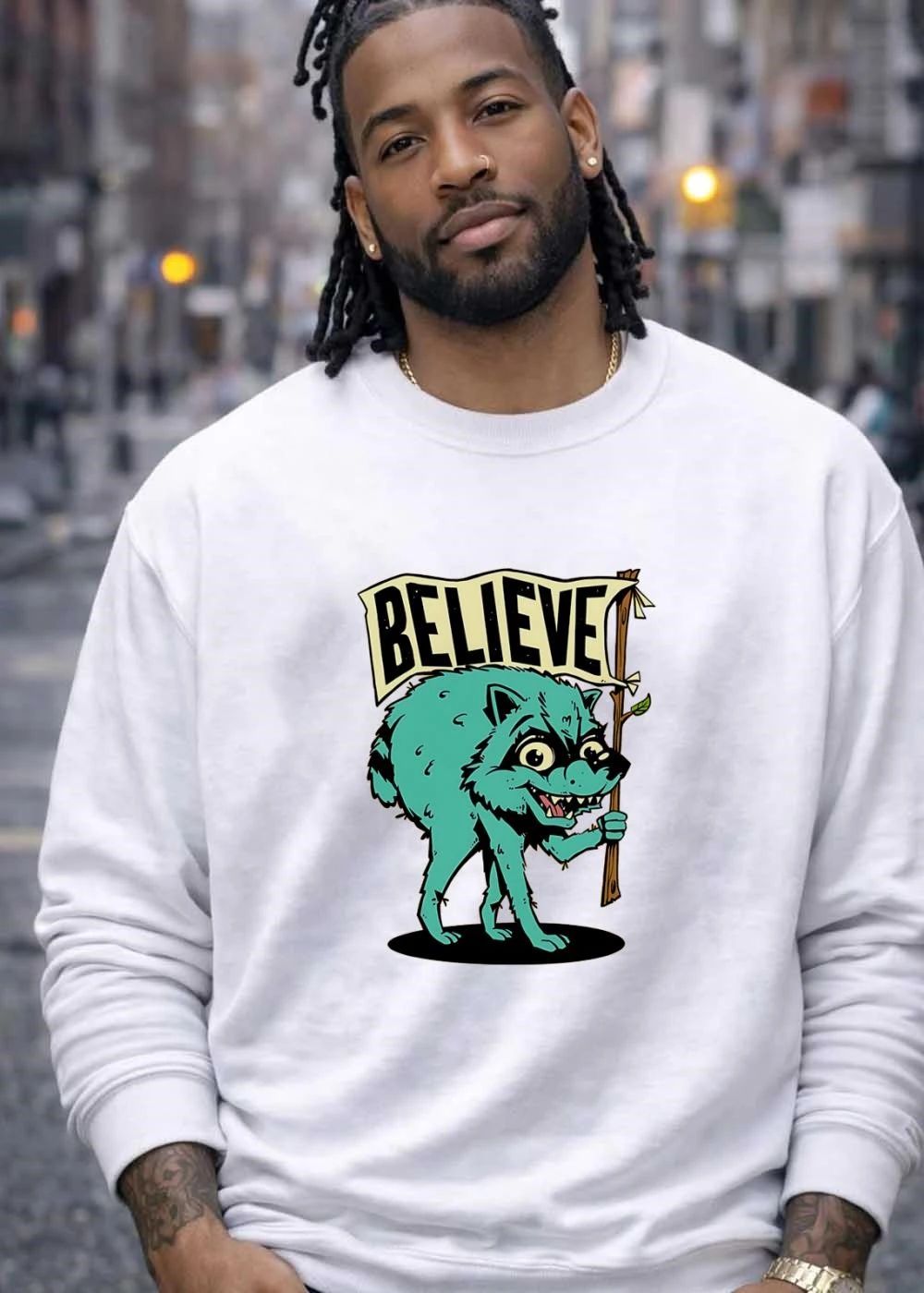 Believe Raccoon Carrying A Sign shirt
