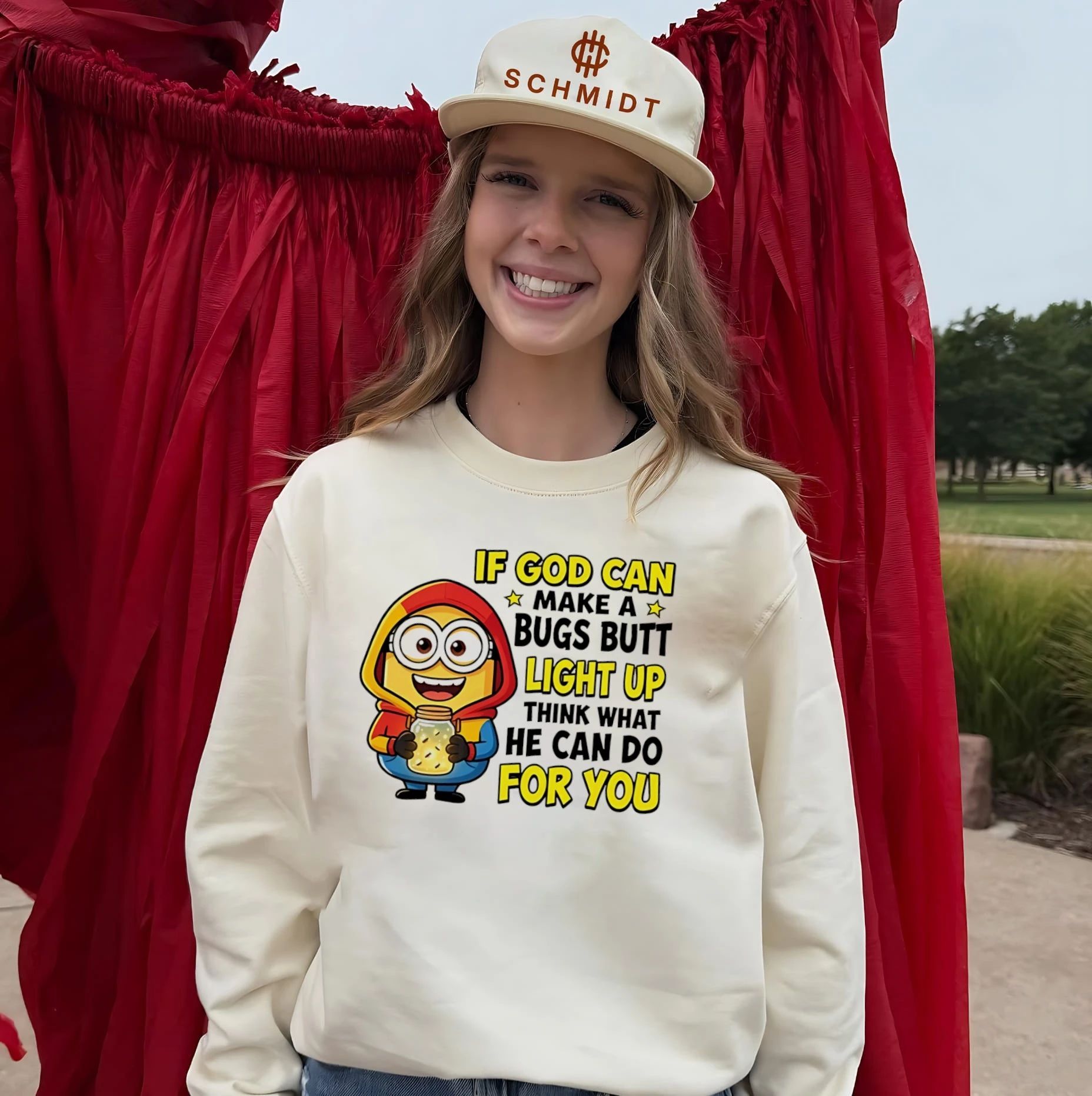 If God can make a bugs butt light up think what he can do for you Minion shirt