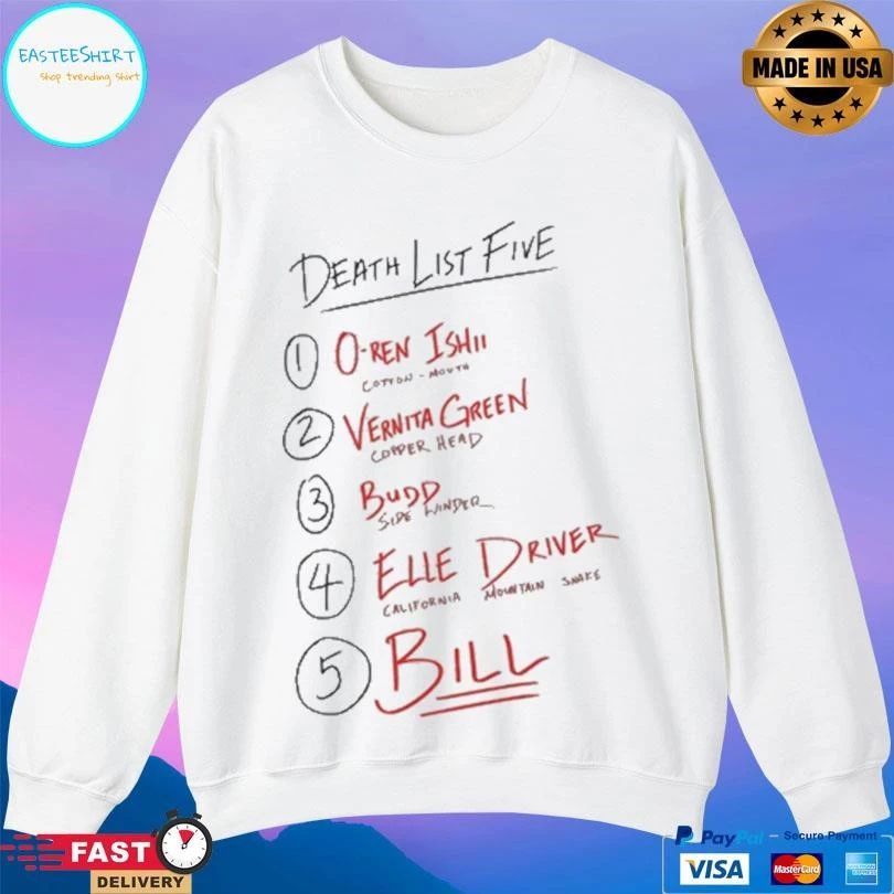 Death List Five Tarantino T-shirts