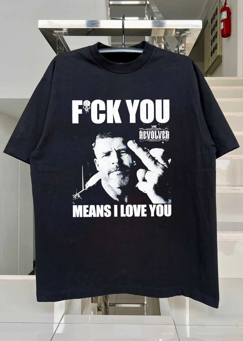 Wr Revolver Man Giving Middle Finger Fck You Means I Love You shirt
