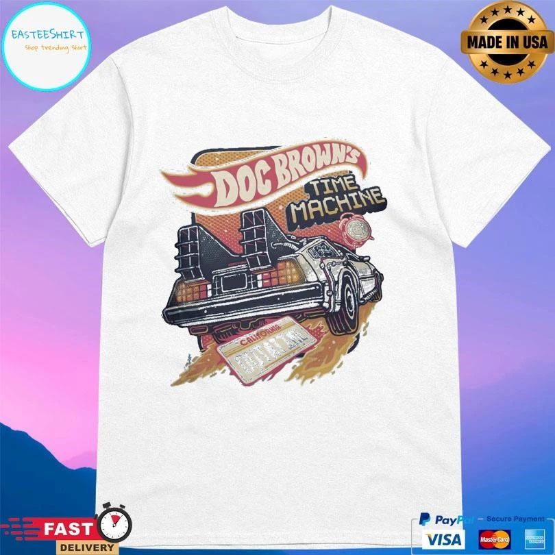 Blazing Doc Brown’s Time Machine California Outatime T-shirts