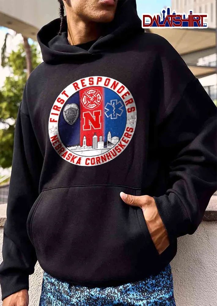 Nebraska Cornhuskers NCAA First Responders Circular Badge Police Emblem Fire Dept Star Of Life Skyline shirt