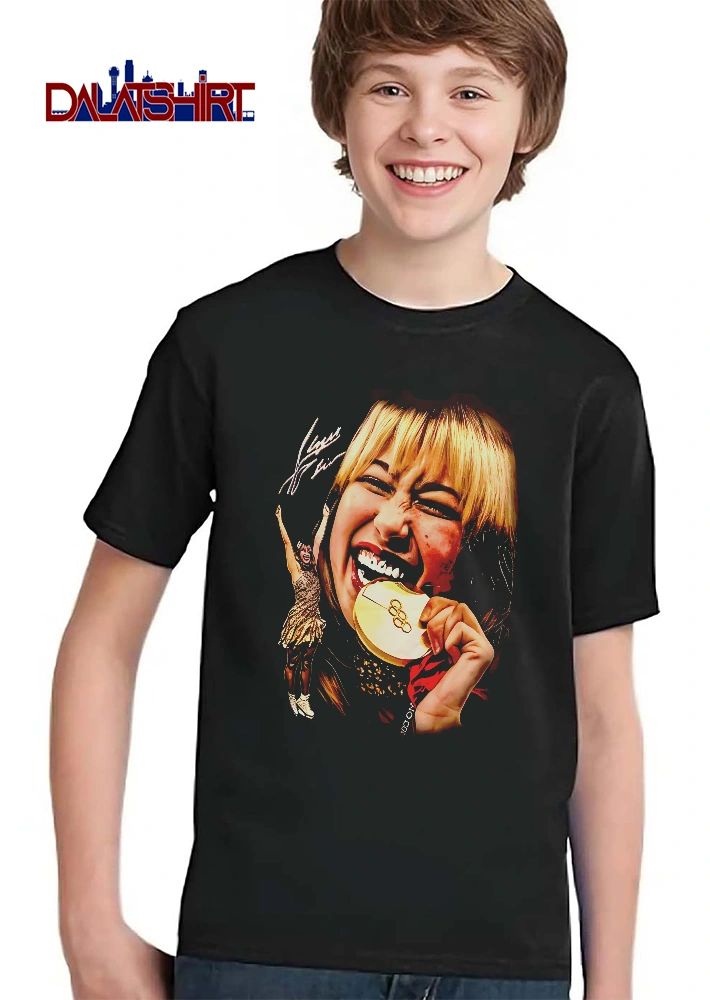 Tara Lipinski Biting Gold Medal Celebrating Figure Skater Photo shirt