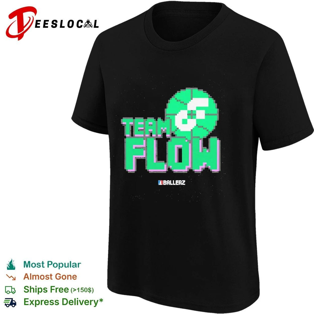 Team Flow Ballerz basketball pixel art T-shirt