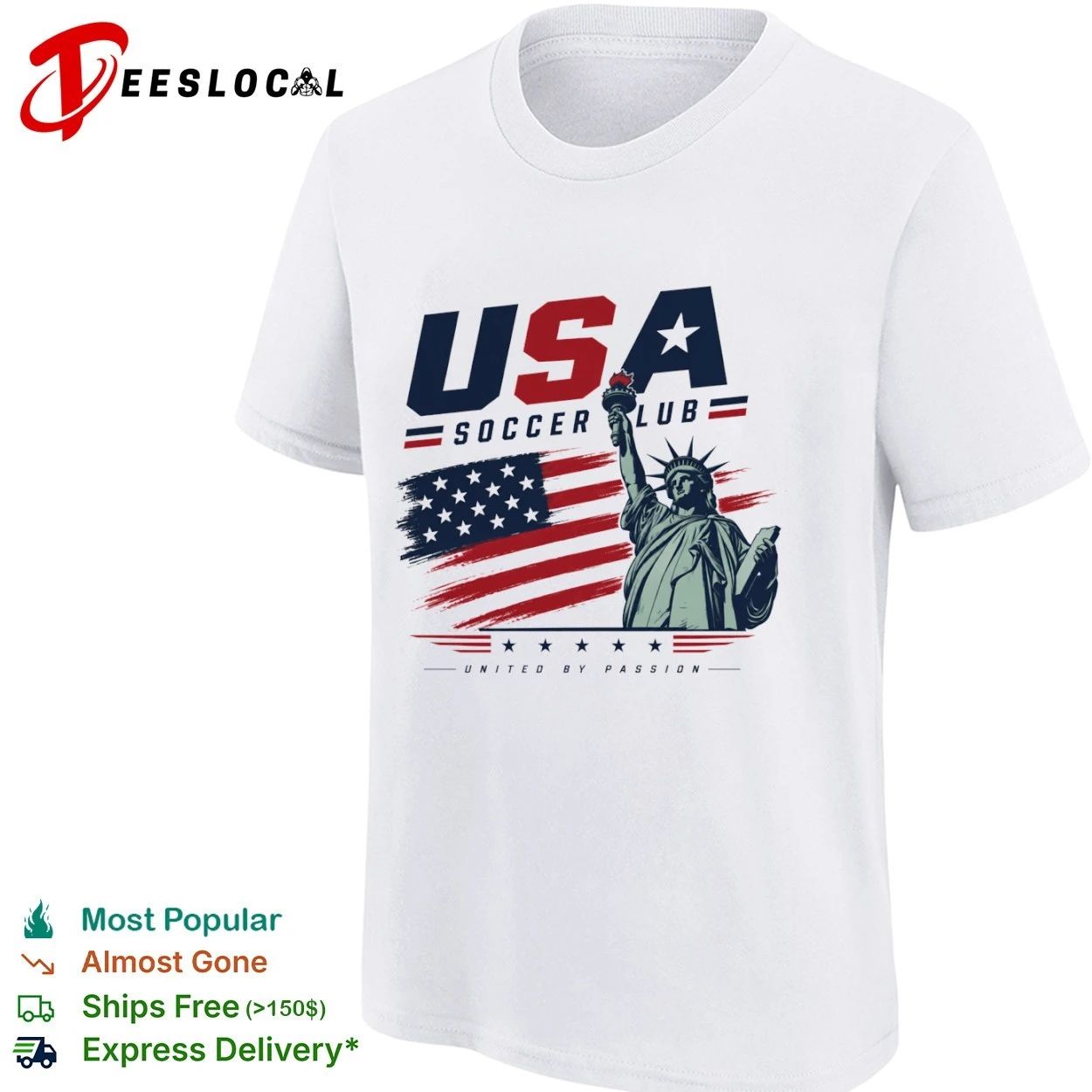 USA Soccer Club Statue of Liberty United by Passion T-shirt