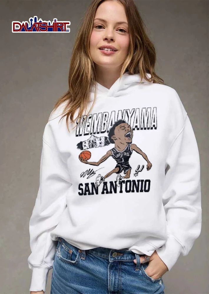 San Antonio Spurs NBA Wembanyama Cartoon Caricature Alamo Basketball shirt