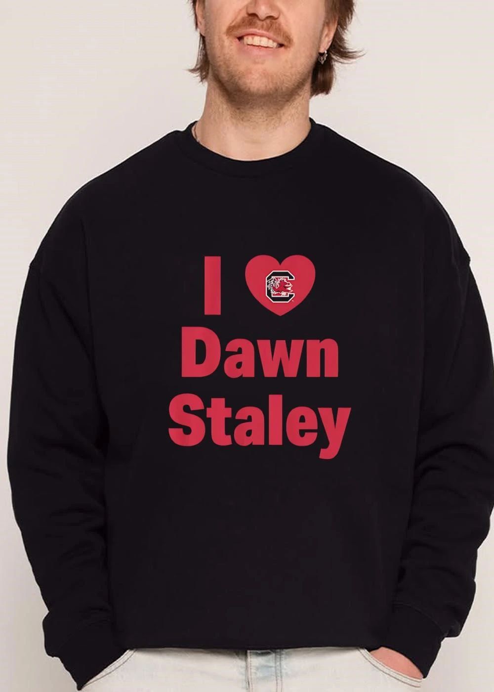 South Carolina Gamecocks NCAA I Love Dawn Staley Heart Logo Maroon Block Text shirt