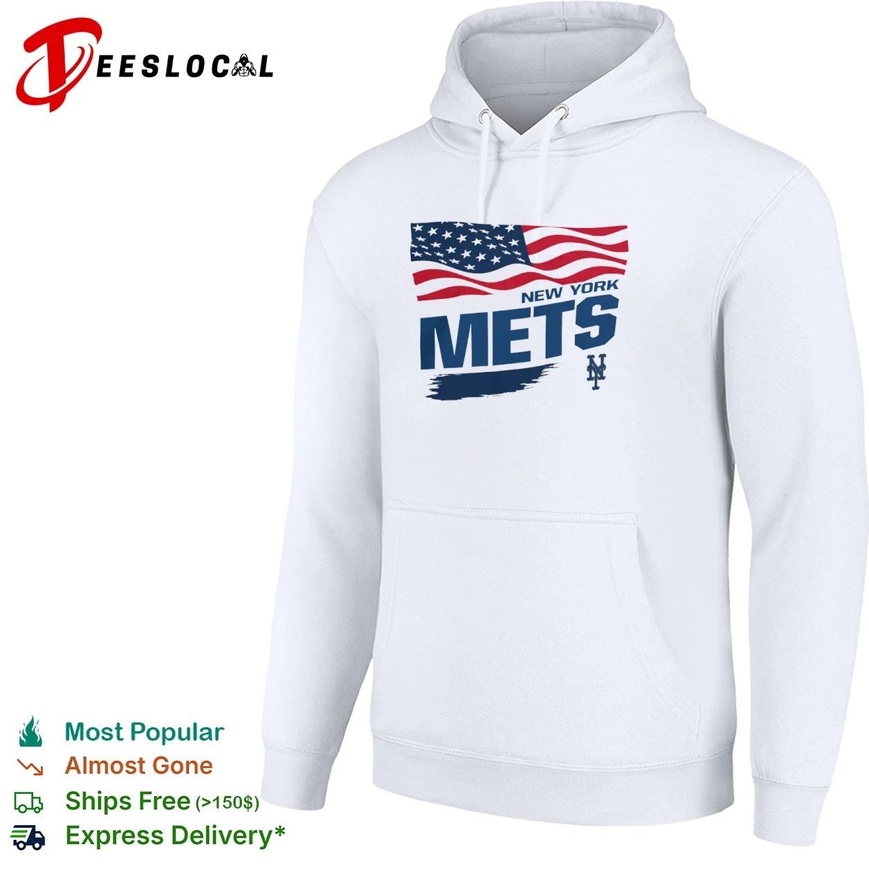 New York Mets Waving American Flag MLB T-shirt
