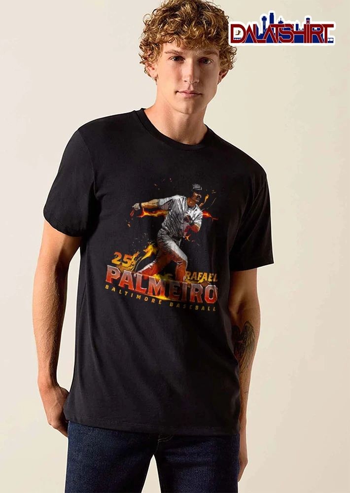 25 Baltimore Baseball Rafael Palmeiro Batter Swinging Flames shirt