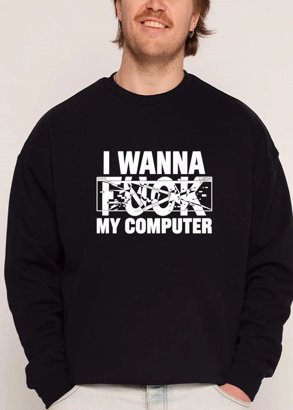I Wanna Fuck My Computer Glitched Browser Window Line Art shirt