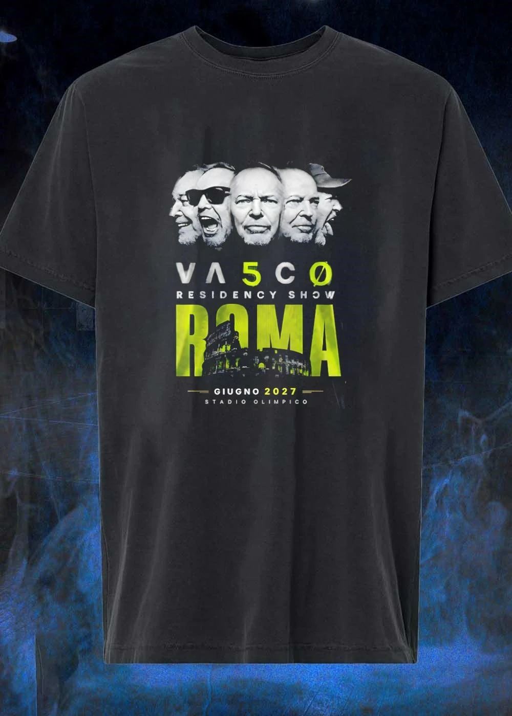 Vasco Residency Show Roma Giugno 2027 Stadio Olimpico Multiple Artist Faces Colosseum Poster shirt