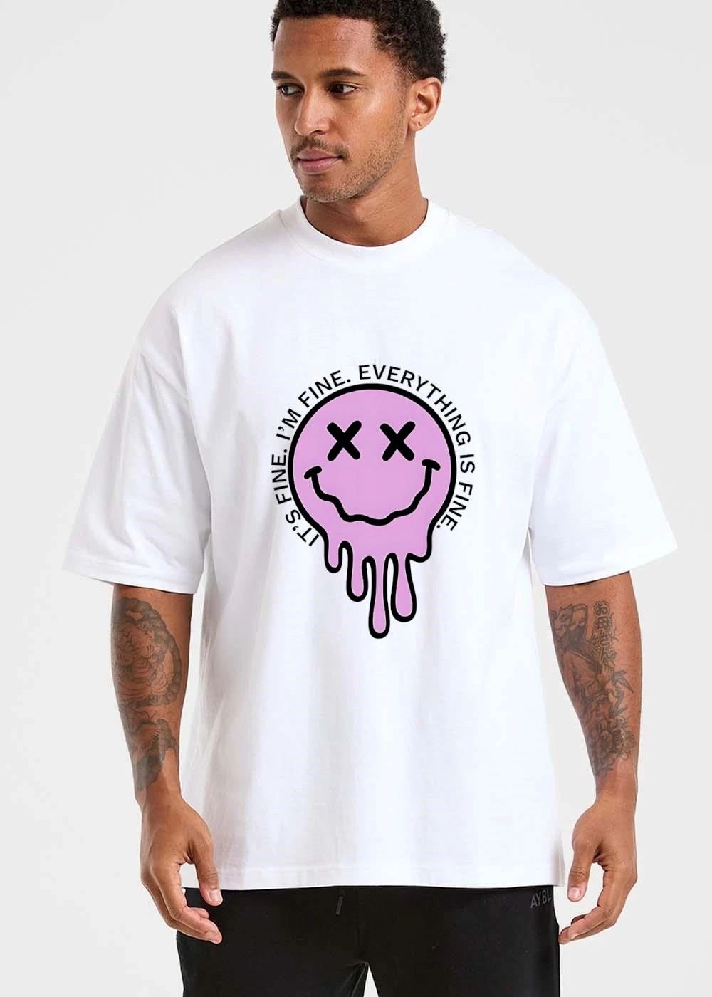 Its Fine Im Everything Is Pink Melting Dripping Smiley Face shirt
