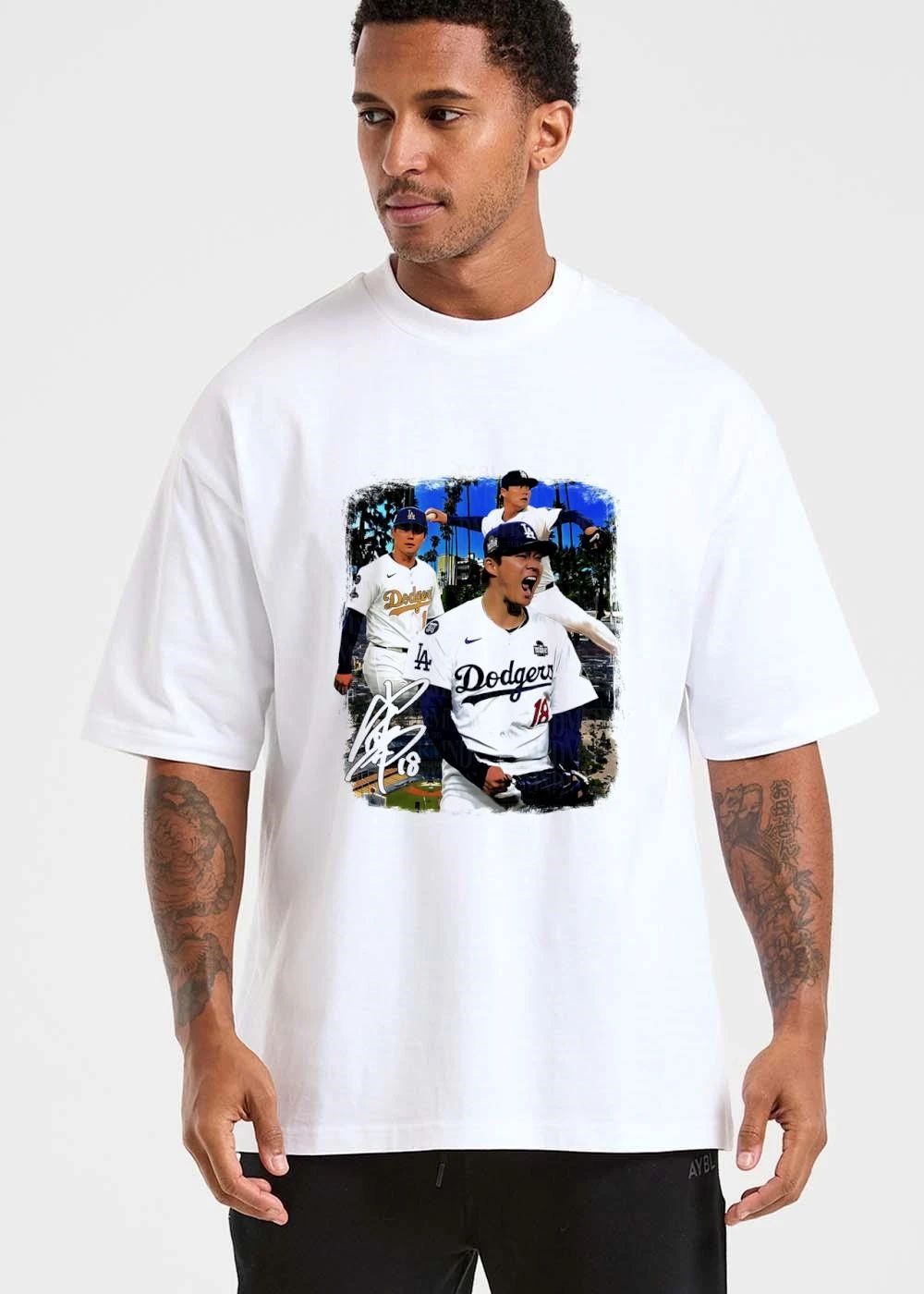 Los Angeles Dodgers MLB World Series Pitcher Collage Signature Palm Trees shirt