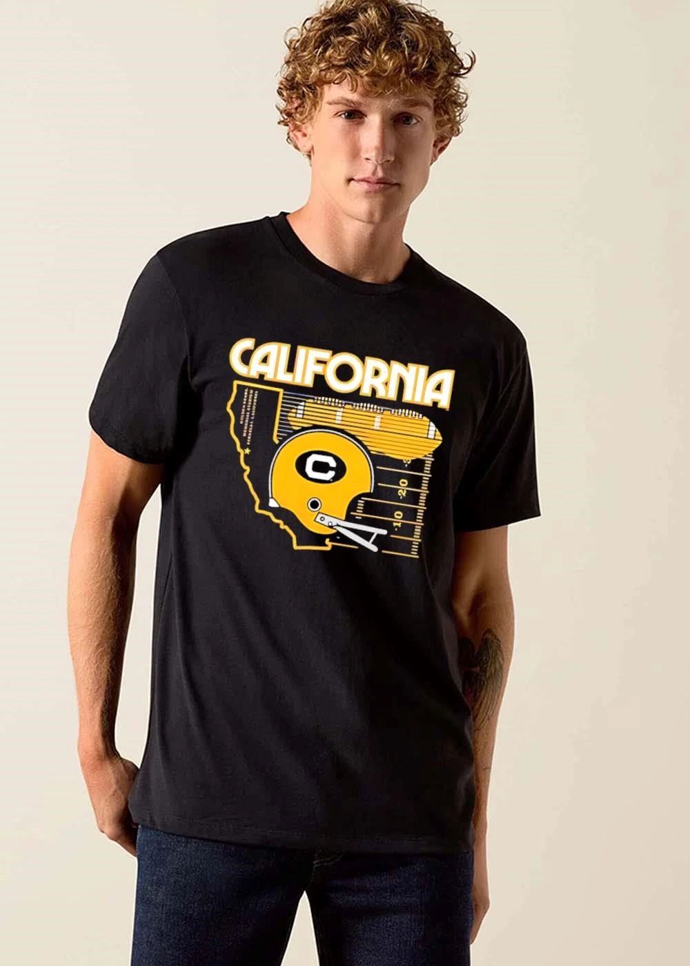 California Golden Bears NCAA Memorial Stadium Berkeley Yellow Football Helmet State Outline Grid shirt