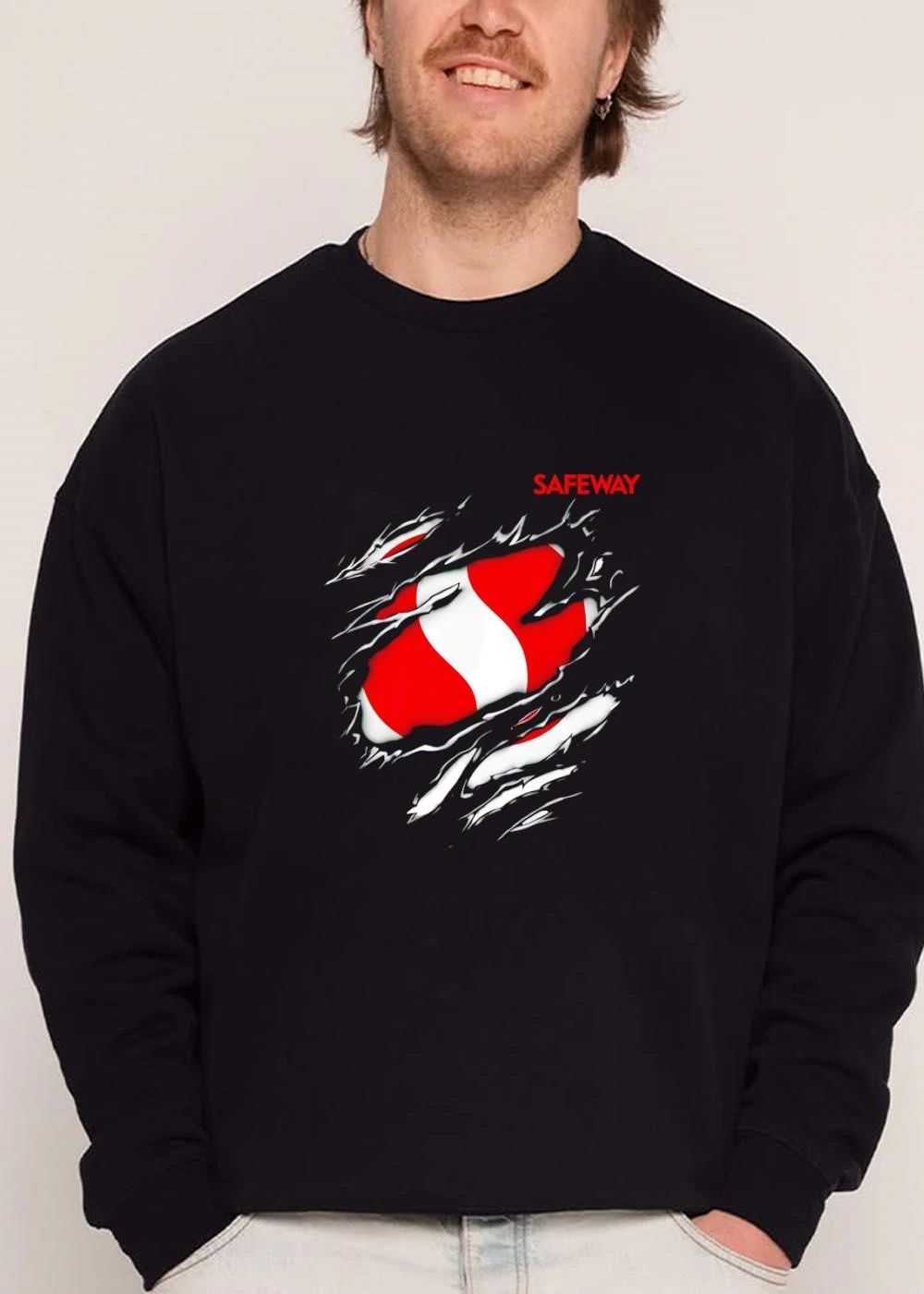 Safeway Claw Marks Ripped Metallic Surface Red White Logo shirt